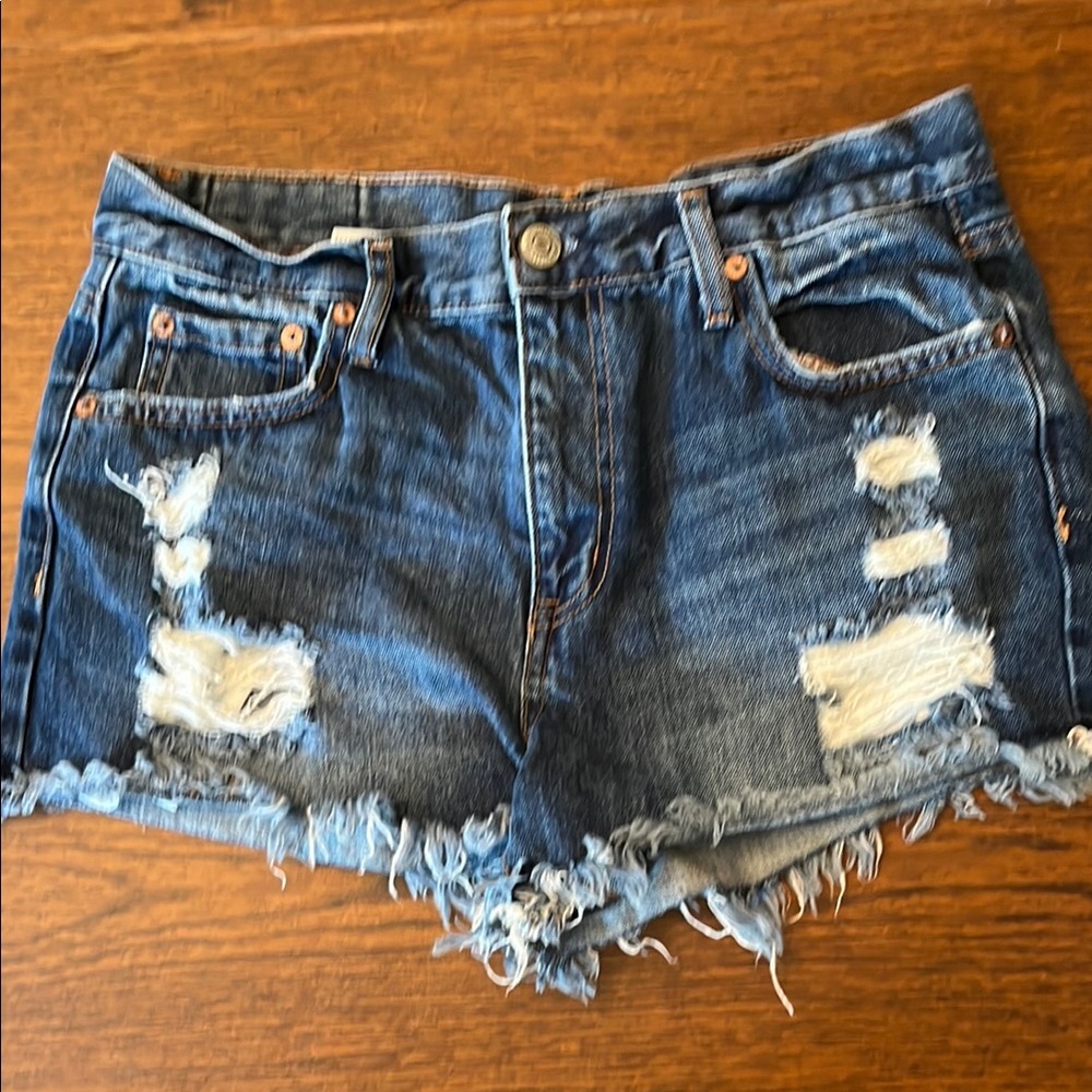 Aeropostale Blue Jean Shorts Distressed Frayed